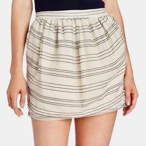 BCBGeneration Striped Puff Mini Skirt - Beige w/ Black Embroidered Stripes​​​​